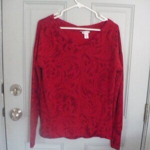 Ladies Red Knit V-Neck Pullover Size XS by Athleta